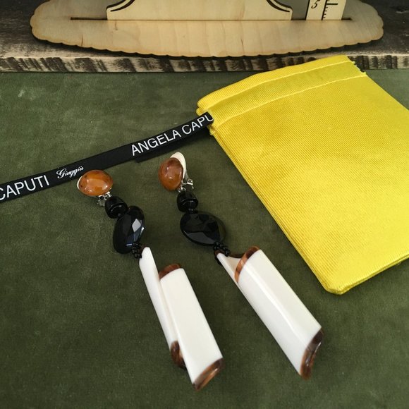 Angela Caputi Ivory Resin Dangle Clip Earrings - Picture 8 of 8